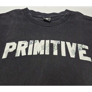 Primitive Apparel Floral Logo T-Shirt Mens XXL Black Rose Graphic Skate Tee EUC